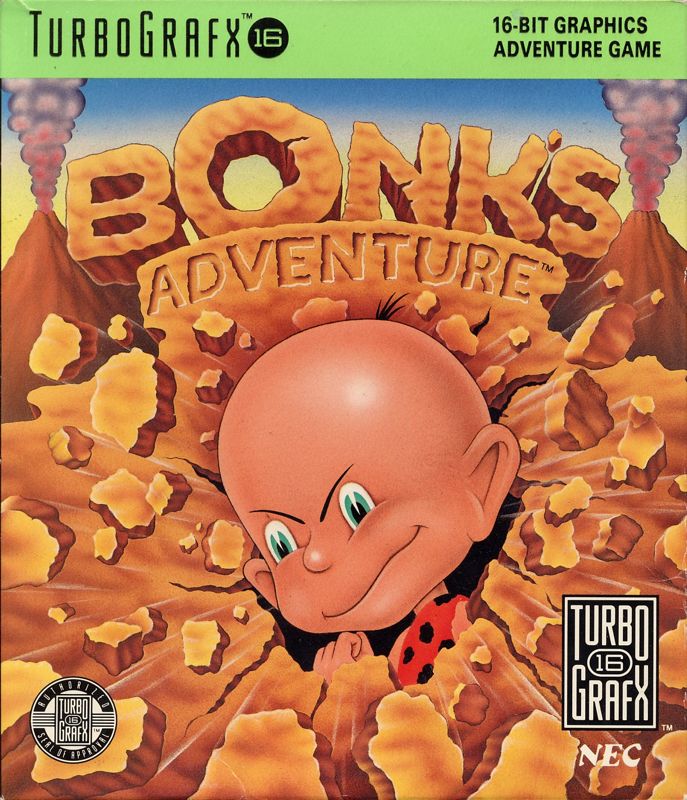 Bonk's Adventure box art for TurboGrafx-16